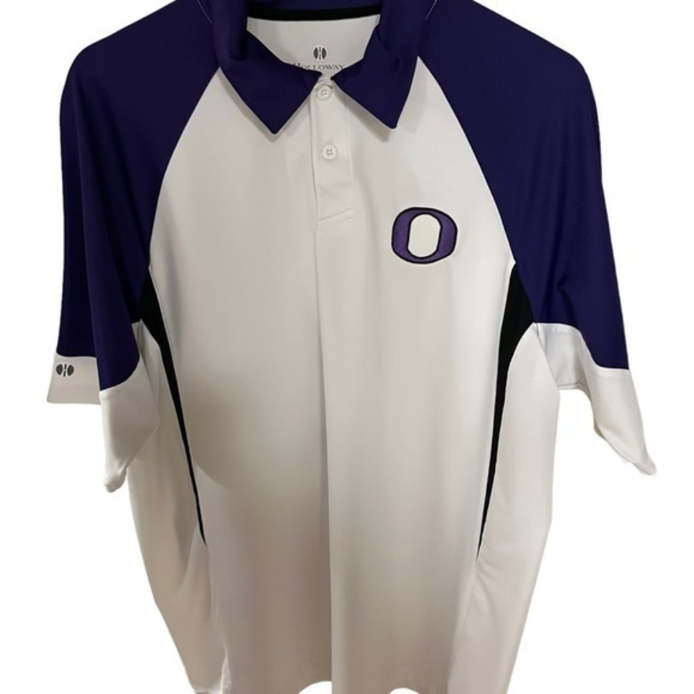 Holloway mens size large purple and white short‎ sleeve polo